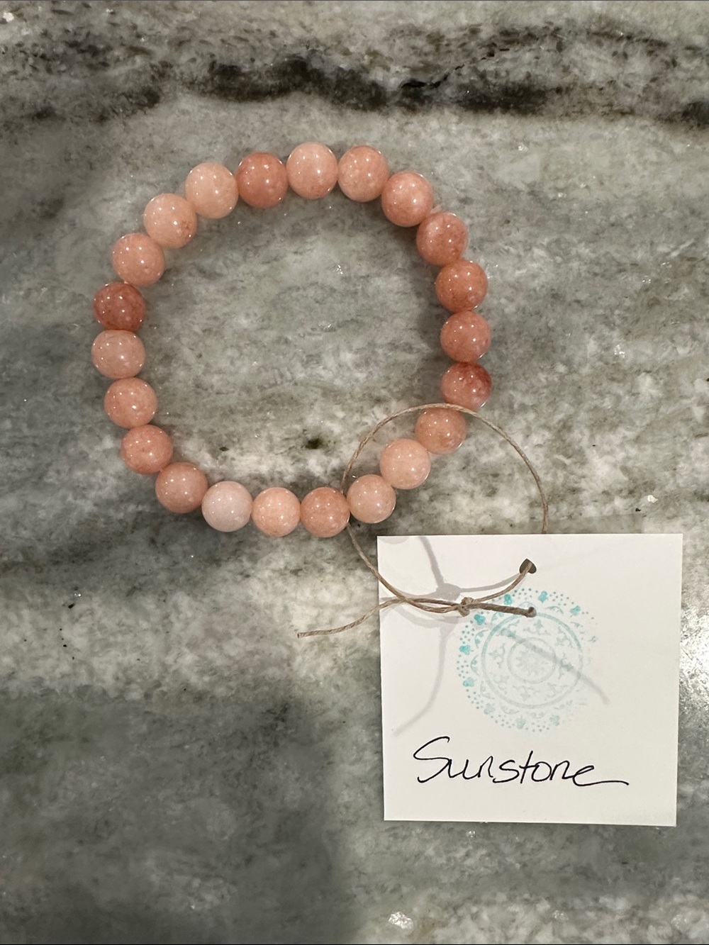 Reiki Infused Natural Sunstone Beaded Bracelet